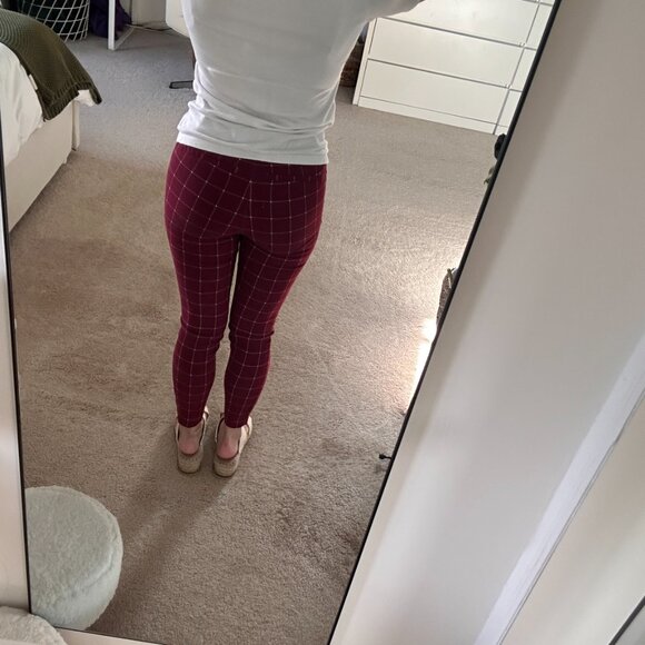 Forever21 Red and White Windowpane Work Pants - Picture 3 of 6